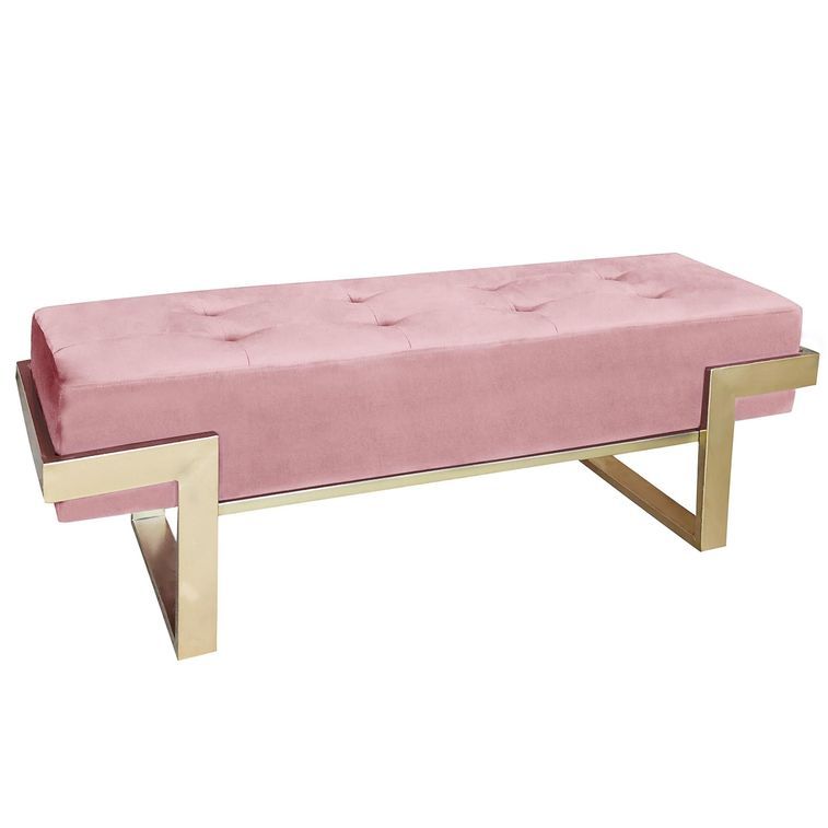 Banquette velours rose et pieds métal doré Tanina LesTendances fr