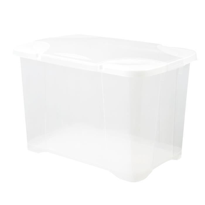 EDA PLASTIQUE Boîte de rangement Clip Box 60 L Naturel couvercle avec