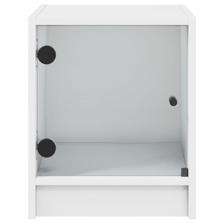 Home Tables De Chevet Avec Portes En Verre Pcs Blanc X X Cm