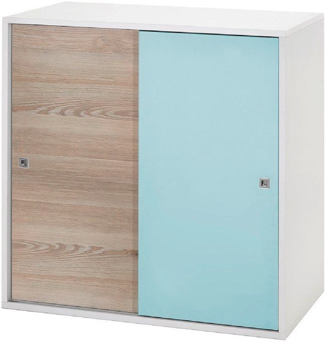 Schardt Armoire Grandes Portes Naturel Et Bleu Clic Lestendances Fr