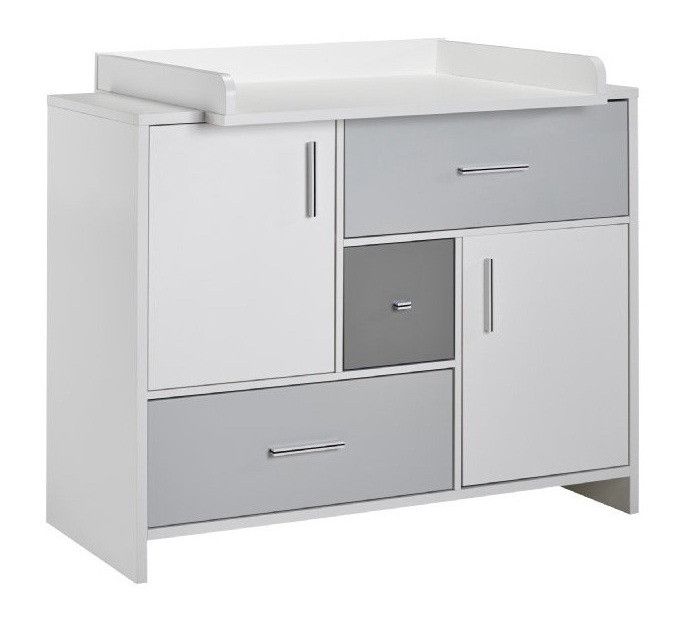 Schardt Commode avec plan à langer bois blanc et gris Candy Grey