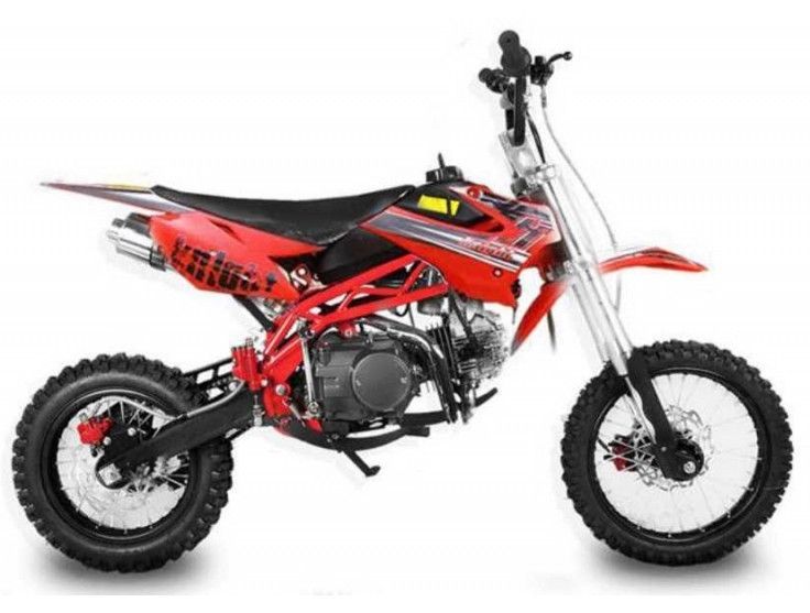 Dirt Bike 125cc Deluxe rouge 14 12 boite mécanique 4 temps Kick starter