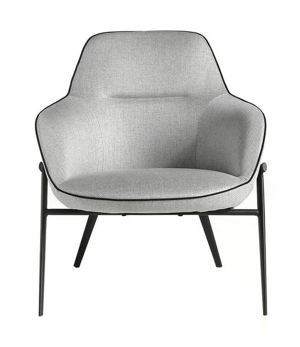 Angel Cerda Fauteuil En Tissu Gris Clair Et Pieds En Acier Noir