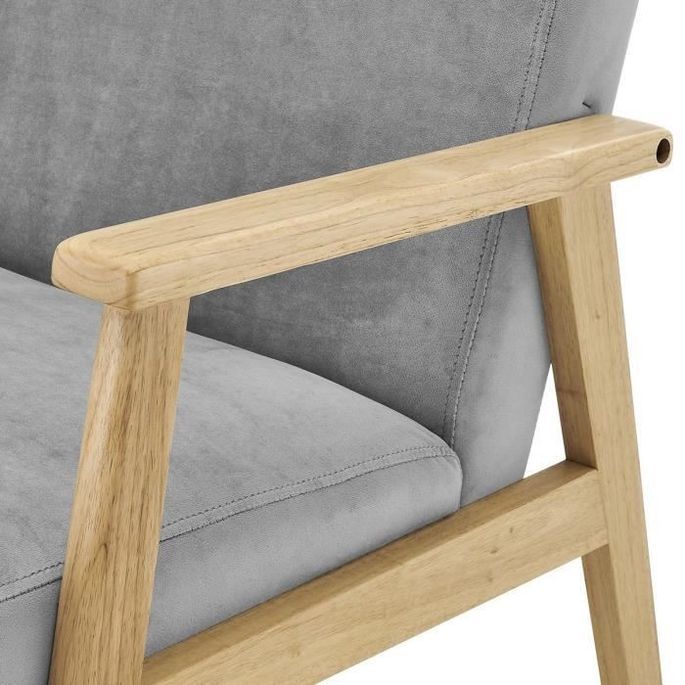 Tulio Fauteuil Scandinave Tissu Gris Et Bois Massif L X P X H