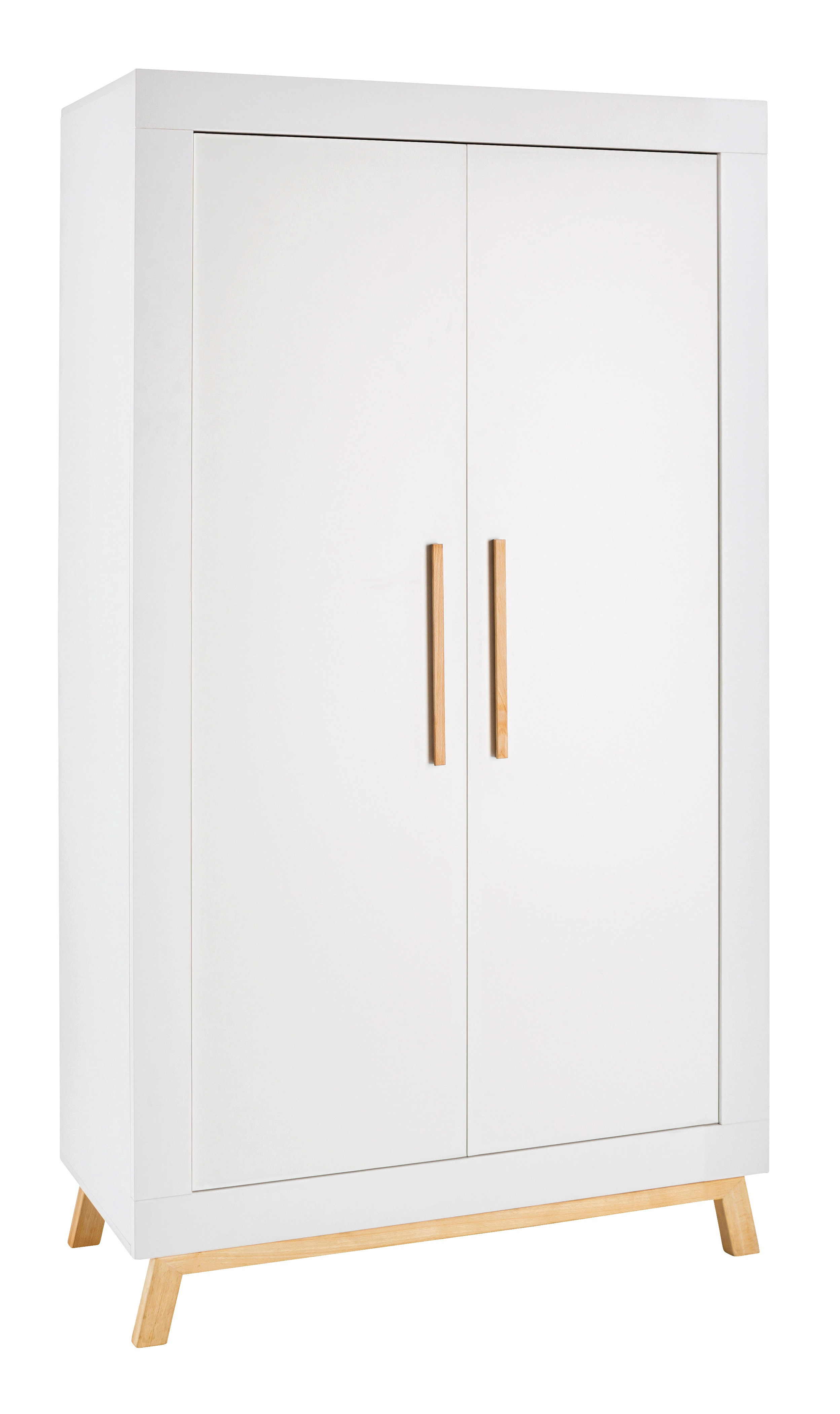 Schardt Armoire bébé 2 portes bois blanc et pieds hêtre clair Miami