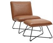 Fauteuil avec repose-pieds cuir