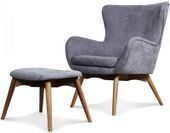 Fauteuil avec repose-pieds velours