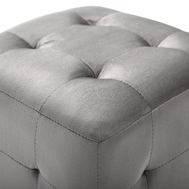 2 pcs Poufs Gris 30 x 30 x 30 cm Tissu velours - Photo n°4
