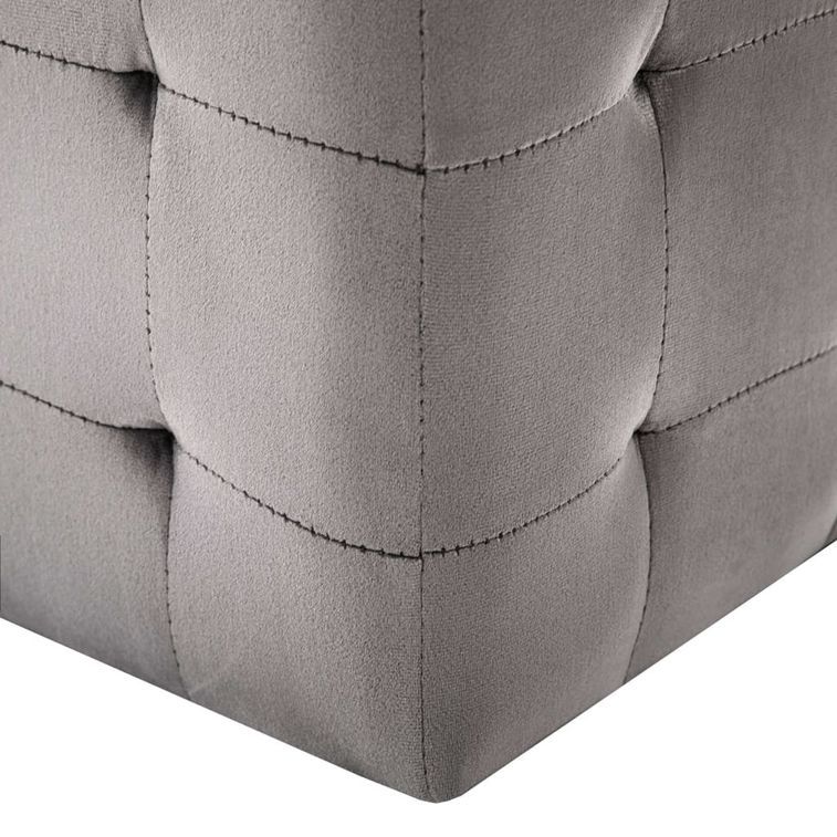 2 pcs Poufs Gris 30 x 30 x 30 cm Tissu velours - Photo n°5