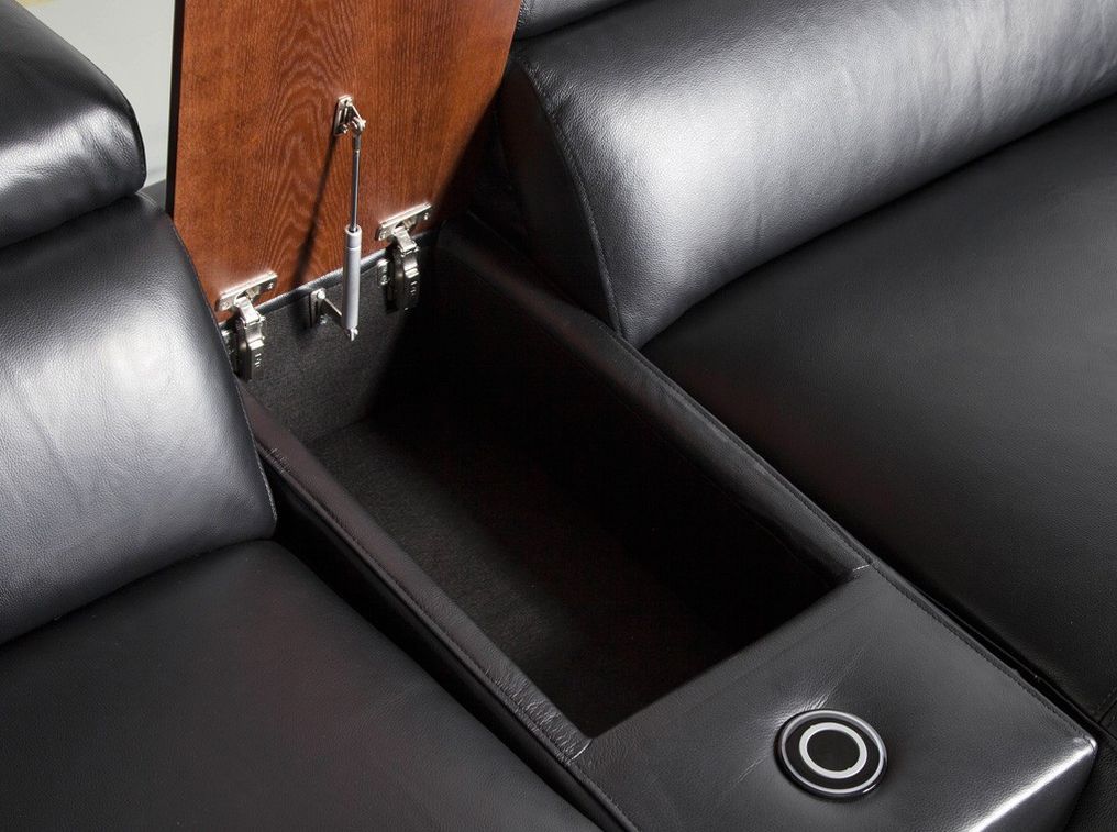 Canapé d'angle gauche cuir noir et pieds acier inoxydable Alavy - Photo n°6