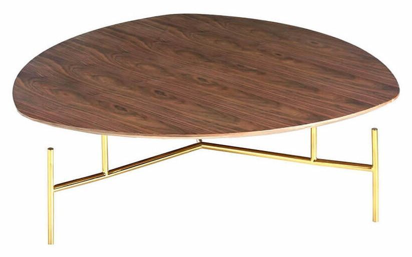 Table basse design bois noyer et métal doré Rodak - Photo n°3