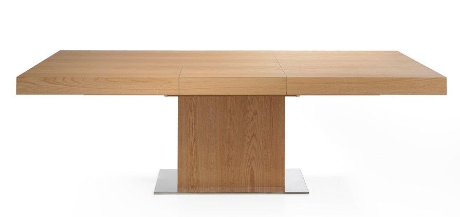 Table rectangulaire extensible bois plaqué chêne clair Minka - Photo n°1