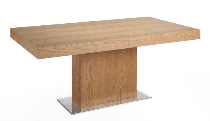 Table rectangulaire extensible bois plaqué chêne clair Minka - Photo n°4
