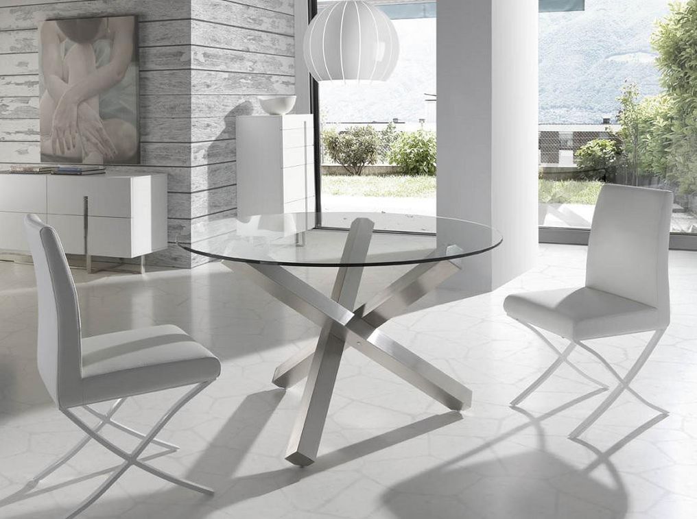 Table basse design avec plateau en verre blanc - Majesty