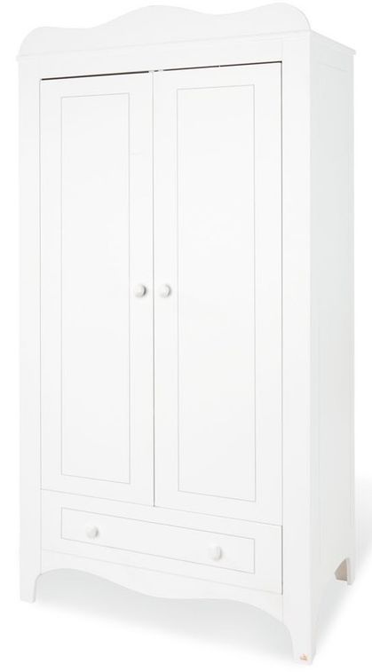 Armoire 2 portes 1 tiroir bois laqué blanc Fleur - Photo n°1