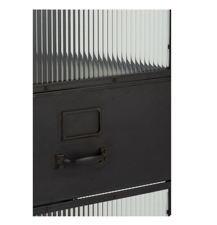 Armoire 2 portes 1 tiroir métal noir Narsh - Photo n°5