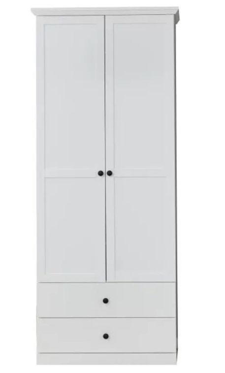 Armoire 2 portes 2 tiroirs style campagnard moderne Valex 81 cm 2 - Photo n°1