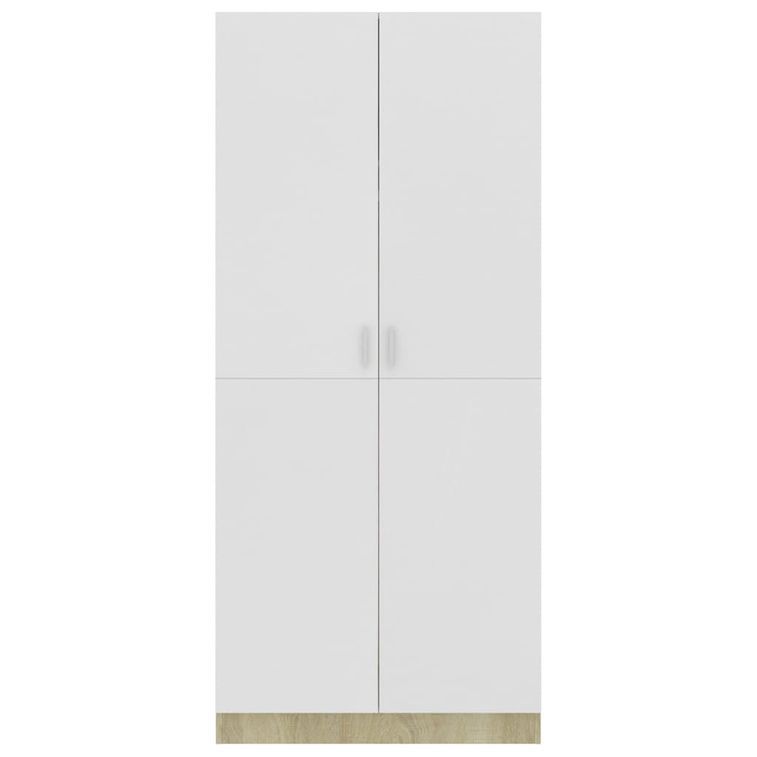 Armoire 2 portes blanc et chêne de sonoma Pandra - Photo n°4