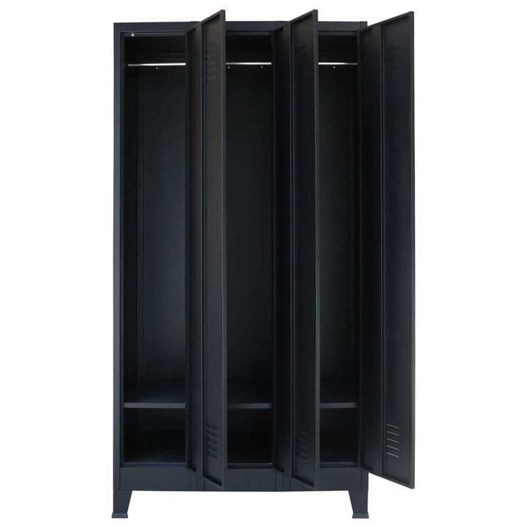 Armoire 3 portes métal noir industriel Kibane 90 cm - Photo n°5