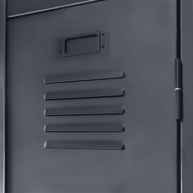 Armoire 3 portes métal noir industriel Kibane 90 cm - Photo n°9