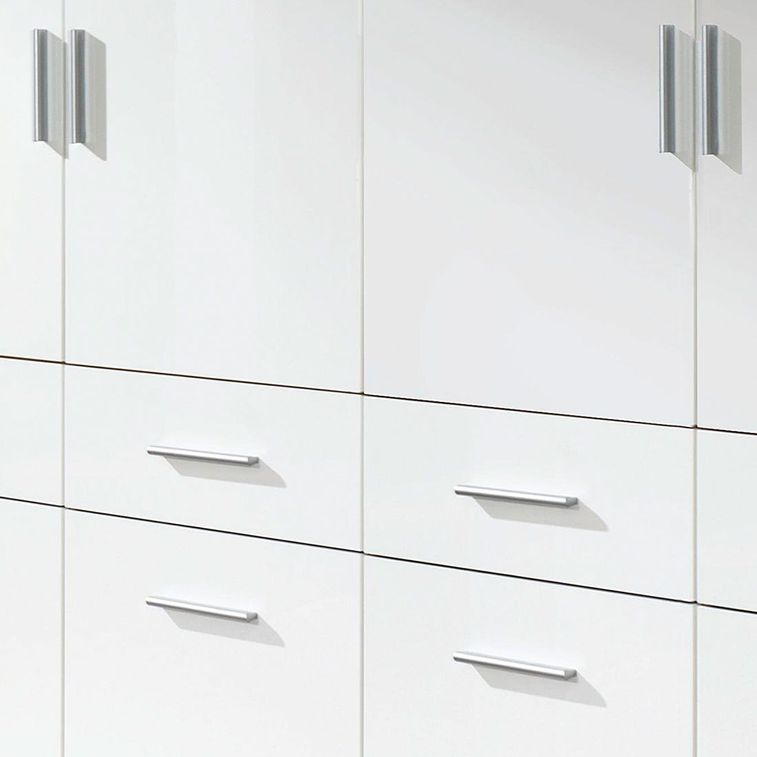 Armoire 4 portes 8 tiroirs blanc brillant et chêne Sonoma Bello - Photo n°3