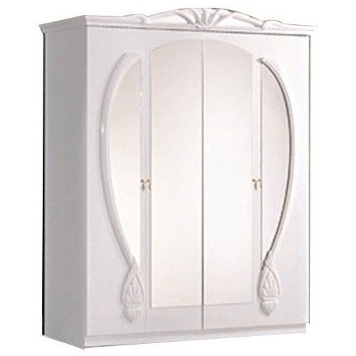 Armoire 4 portes bois brillant blanc Proud - Photo n°1