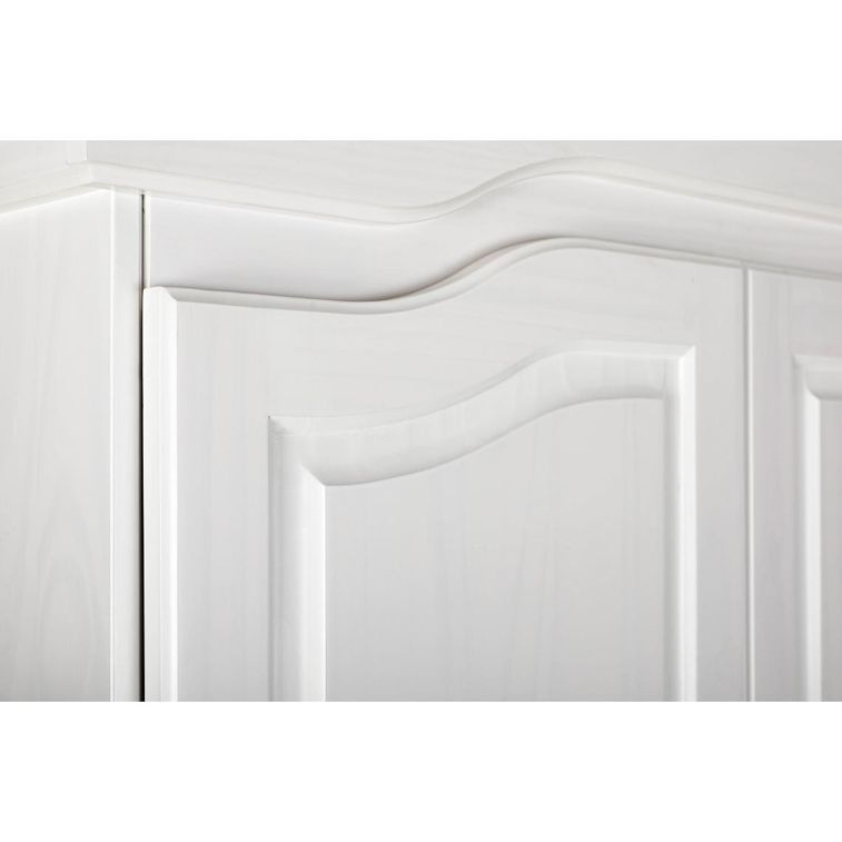 Armoire 4 portes pin massif vernis blanc Fanisy 183 cm - Photo n°7