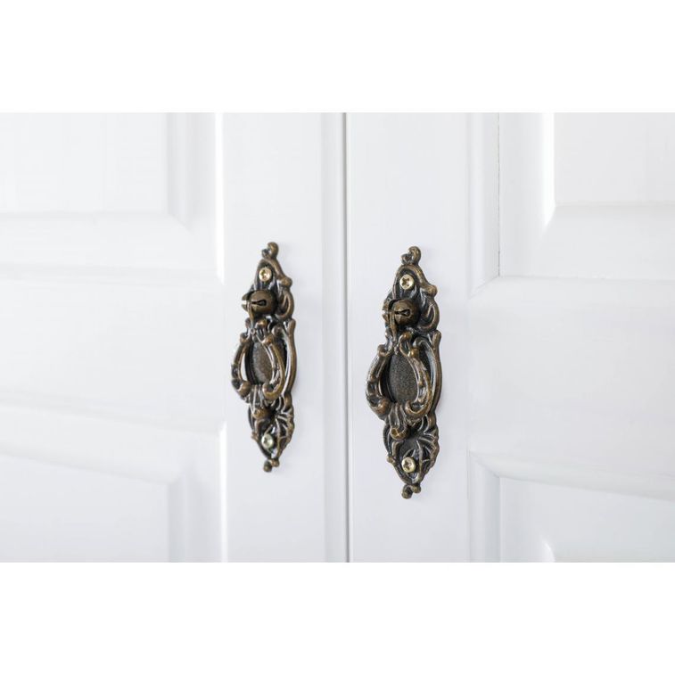 Armoire 4 portes pin massif vernis blanc Fanisy 183 cm - Photo n°10