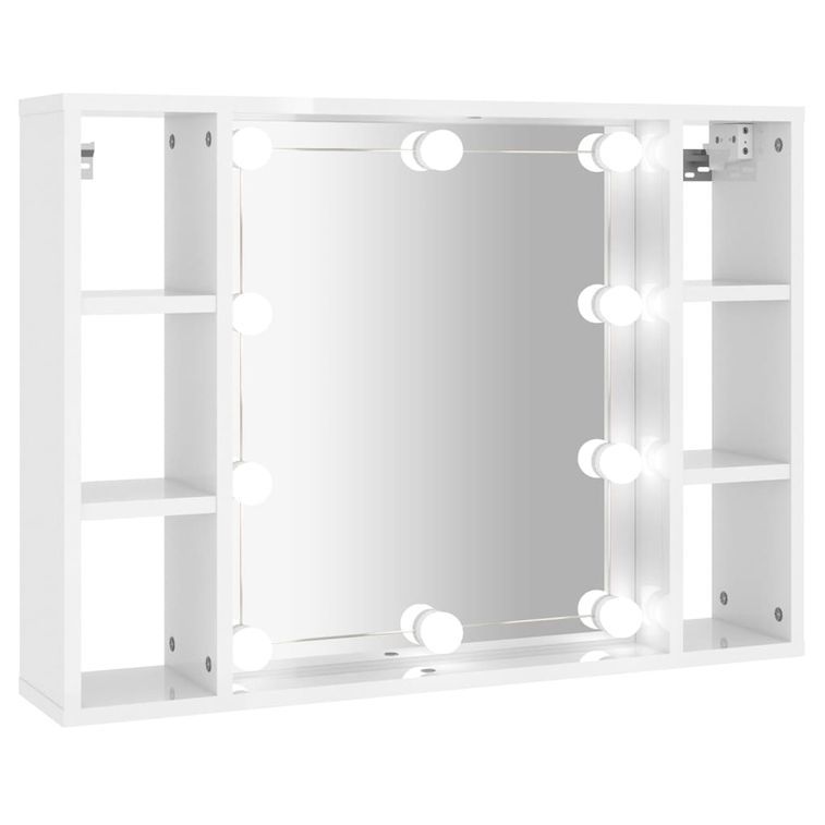 Armoire à miroir avec LED Blanc brillant 76x15x55 cm - Photo n°2