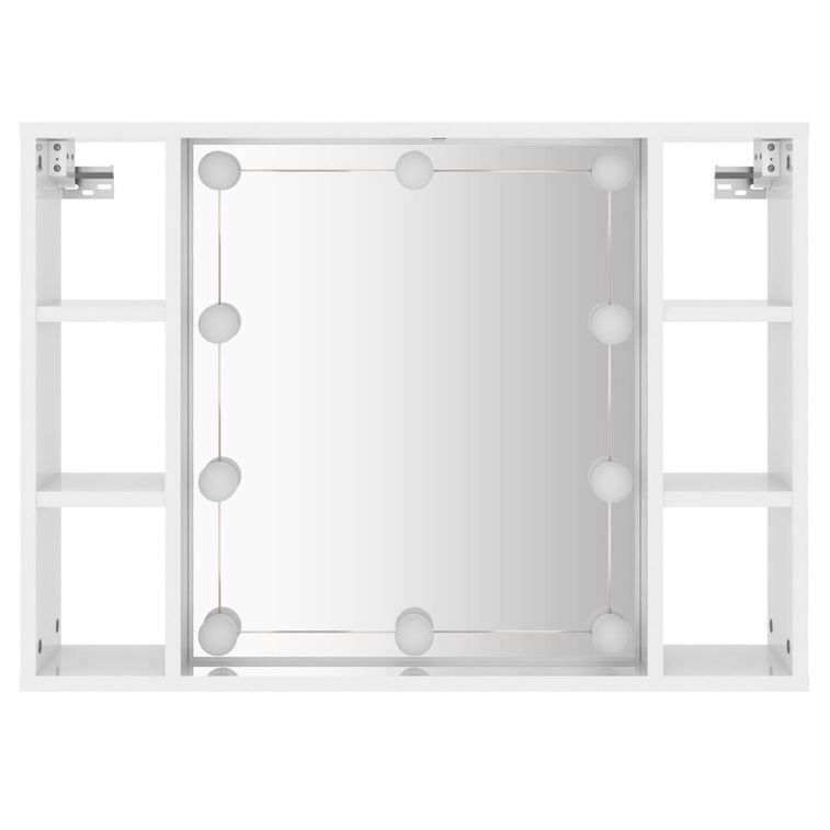 Armoire à miroir avec LED Blanc brillant 76x15x55 cm - Photo n°7