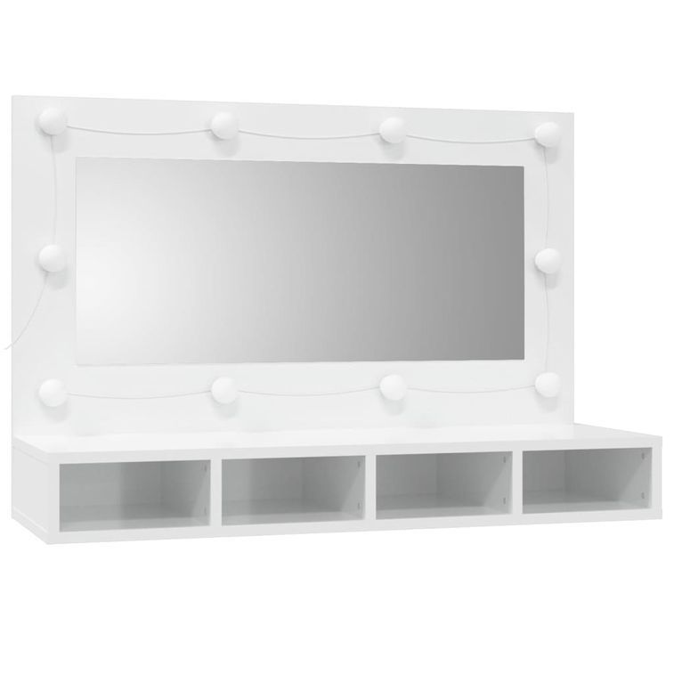 Armoire à miroir avec LED Blanc brillant 90x31,5x62 cm - Photo n°3