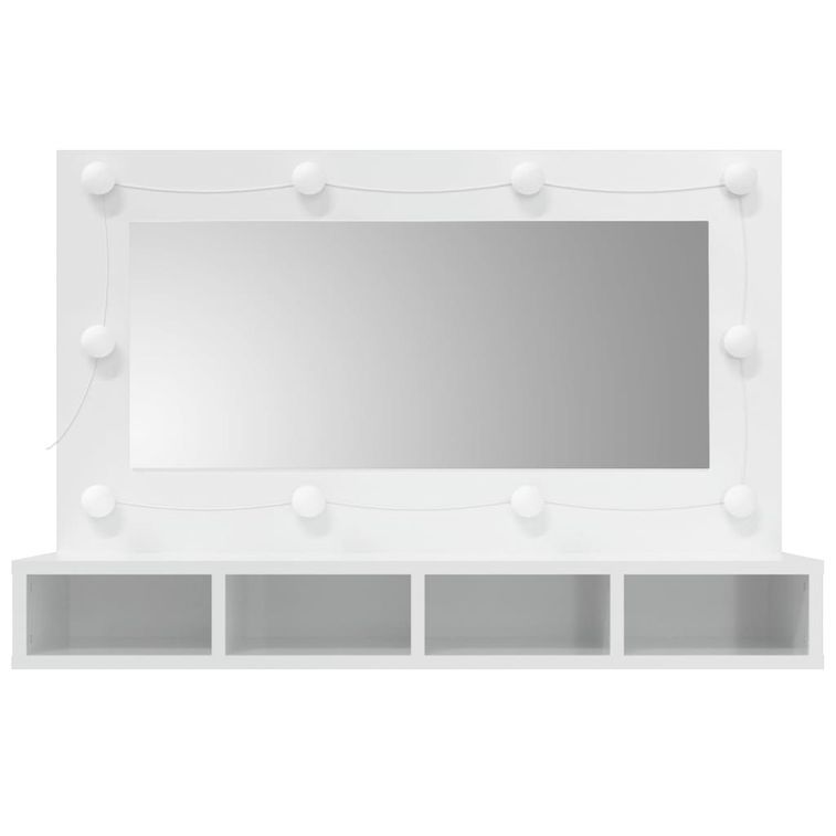 Armoire à miroir avec LED Blanc brillant 90x31,5x62 cm - Photo n°4