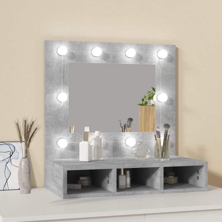 Armoire à miroir avec LED Gris béton 60x31,5x62 cm - Photo n°3