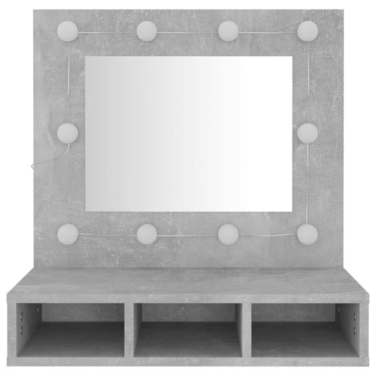 Armoire à miroir avec LED Gris béton 60x31,5x62 cm - Photo n°5