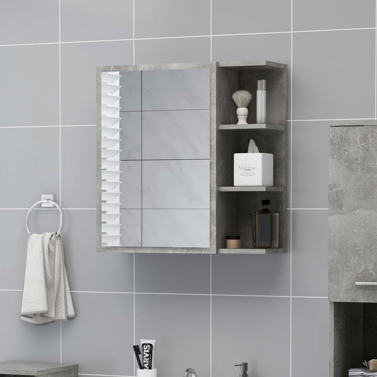 Armoire à miroir de bain Gris béton 62,5x20,5x64cm - Photo n°2