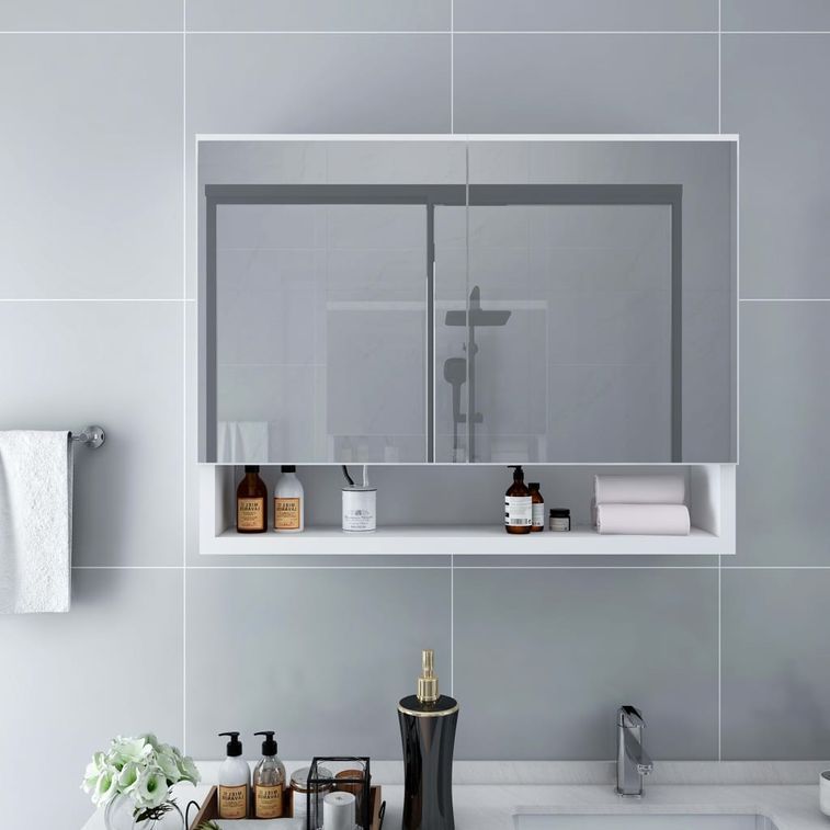 Armoire à miroir de salle de bain LED Blanc 80x15x60 cm MDF - Photo n°3