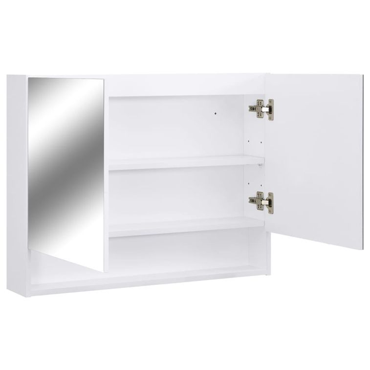 Armoire à miroir de salle de bain LED Blanc 80x15x60 cm MDF - Photo n°1