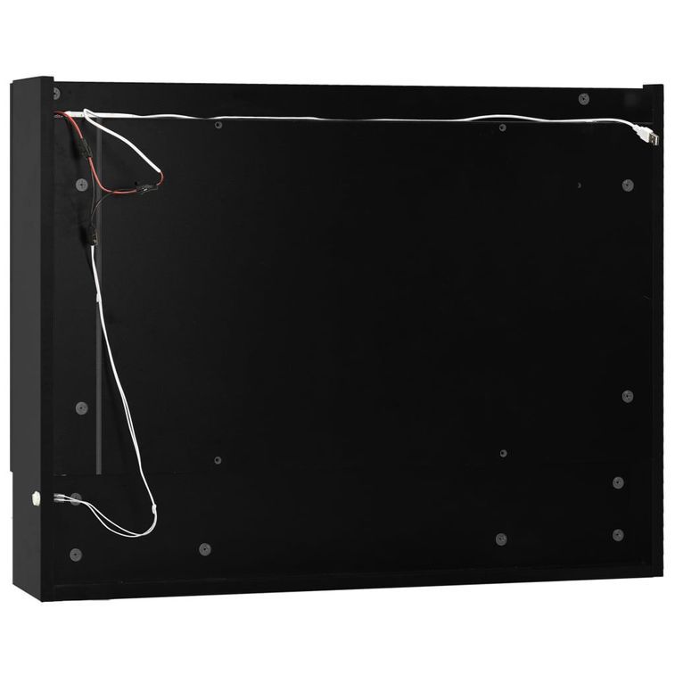 Armoire à miroir de salle de bain LED Noir 80x15x60 cm MDF - Photo n°9