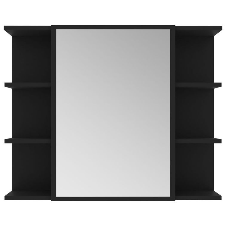 Armoire à miroir de salle de bain Noir 80x20,5x64 cm - Photo n°1