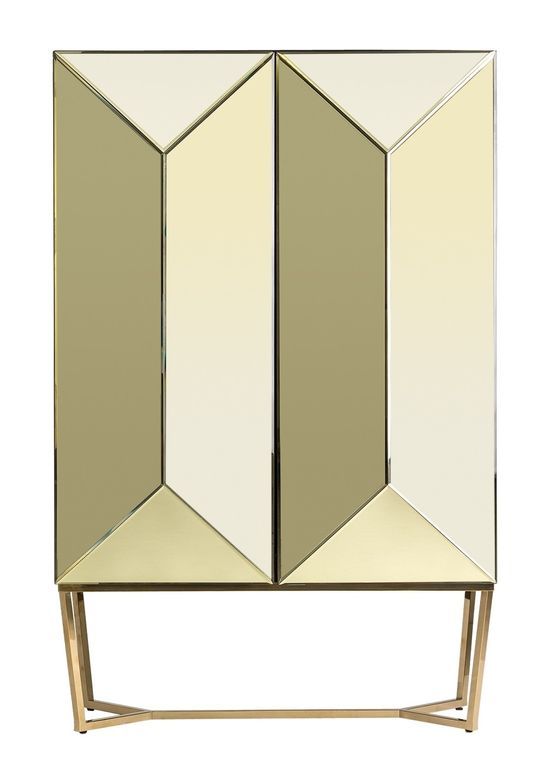 Armoire art déco 2 portes miroir et pieds métal doré Norea - Photo n°2