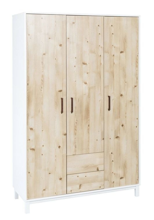 Armoire bébé 3 portes 2 tiroirs bois clair et blanc Timber - Photo n°1