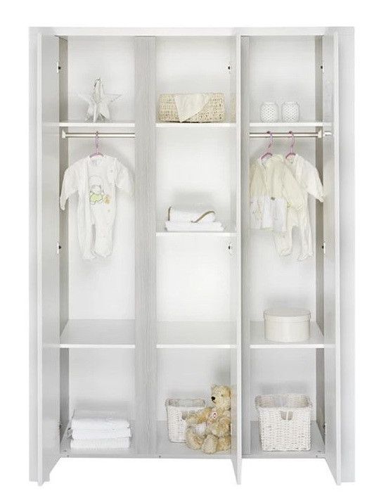 Armoire bébé 3 portes bois laqué blanc Milano White - Photo n°2