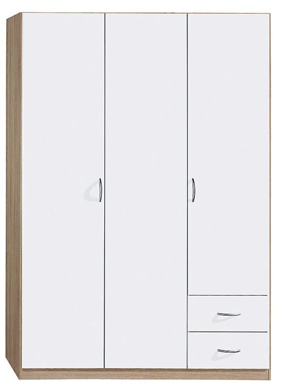 Armoire Blanche et Chêne de Sonoma 3 portes 2 tiroirs Kaze - Photo n°1
