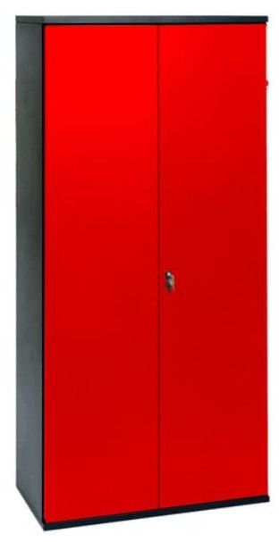 Armoire de bureau métallique 2 portes rouge et noir Folia L 80 x H 160 x P 41 cm - Photo n°1