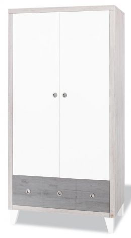 Armoire chambre 2 portes Chêne gris et Blanc Harper - Photo n°1
