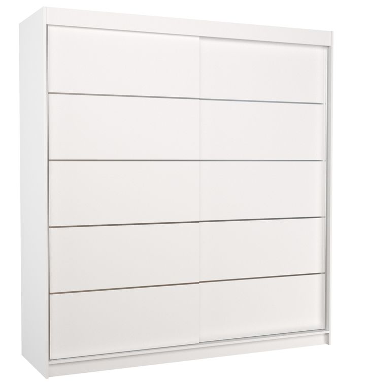 Armoire chambre adulte blanche 2 portes coulissantes Yvona 200 cm - Photo n°1
