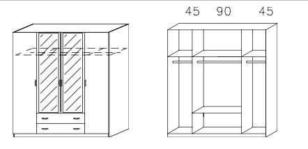 Armoire Chêne de Sonoma 4 portes battantes 2 tiroirs Kaze - Photo n°6