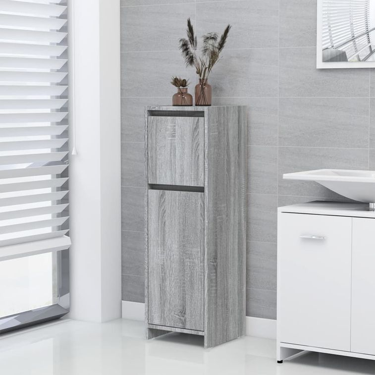 Armoire de bain Sonoma gris 30x30x95 cm Bois d'ingénierie - Photo n°2