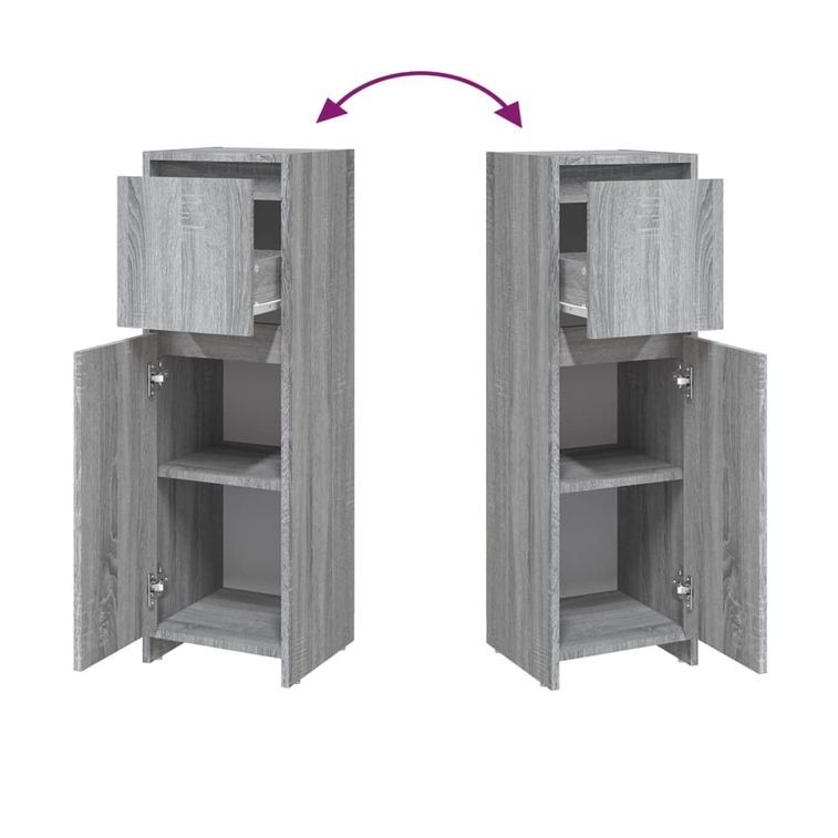 Armoire de bain Sonoma gris 30x30x95 cm Bois d'ingénierie - Photo n°6