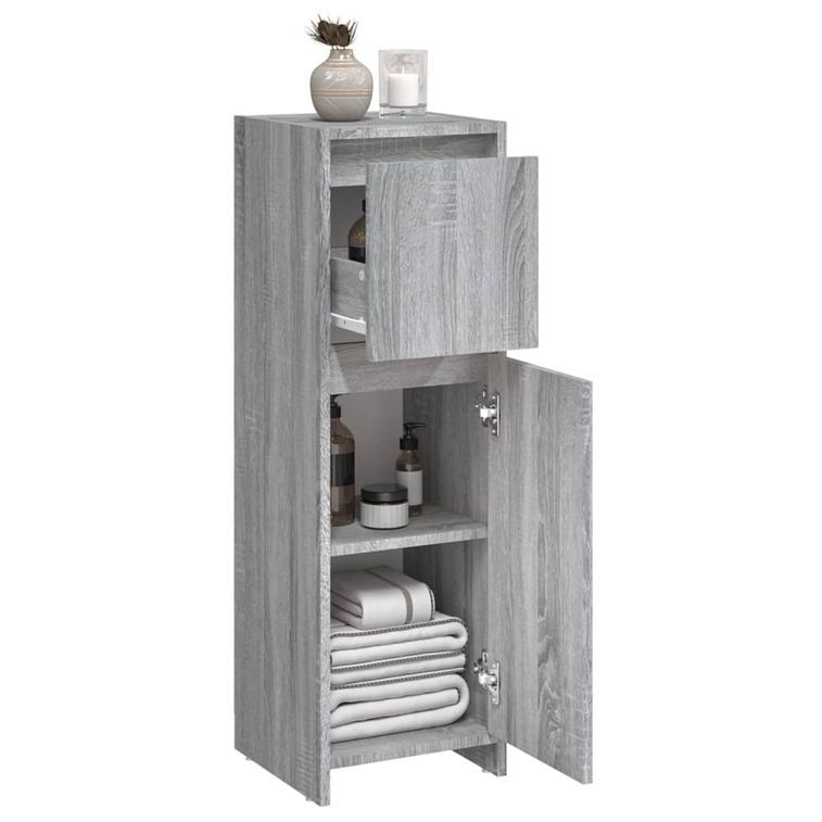 Armoire de bain Sonoma gris 30x30x95 cm Bois d'ingénierie - Photo n°7